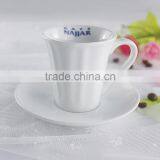 Custom Logo White Porcelain Tea Cup and Saucer Wholesale thumbnail-2
