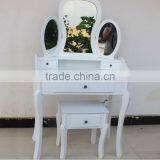 Bedroom Wooden Dresser, Dressing Table Set With Stool and Mirror, Make-up Home Furniture thumbnail-2