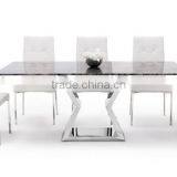 Modern Dining Table With Marble Top and Chrome Base thumbnail-5