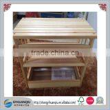 3 Tier Pine Wooden Shoe Rack Storage Shelf With Integrated Bottom Drawer thumbnail-1