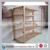5 Tire Pine Wooden Shoe Rack Storage Organiser Stackable Wooden Shoe Rack Shelf Stand thumbnail-1