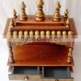 Hand Painted Copper Finish Wooden Temple With 2 Drawers thumbnail-2