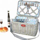 4 Pcs Melamine Plates and Wine Glasses Willow Picnic Hamper Basket thumbnail-6