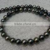 2016 Fashion 10-10.5mm Black Color Round Tahitian Pearl Strand thumbnail-1