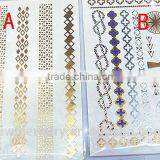 T001-029 Removal Metallic Gold Glitter Tattoo Paper Metallic Temporary Tattoo Sticker