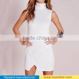 White Roll Neck Wrap Hem Bodycon Short Mini Night Dress thumbnail-4