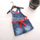 Polka Dot Belt Cartoon Cat Denim Dress thumbnail-1