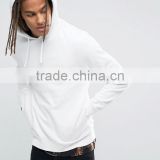 Custom Side Pockets With Hood Men's 100% Cotton Casual Breathable White Solid Pullover Hoodies
