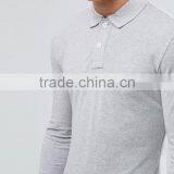 Hot Sale High Quality Custom Long Sleeve Button Placket Grey Men's Cotton/Polyester 200gsm Casual Slim Fit Polo Collar T Shirt thumbnail-3