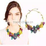 New Alloy Painting Colors Flower Design Choker Necklace& Earrings for Women thumbnail-1