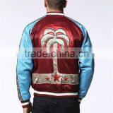 MGOO New Arrival Satin Raglan Long Sleeves Jackets Baseball Red Mens Bomber Jackets With Custom Embroidery thumbnail-3