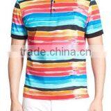 Mgoo Fashion Custom Made Design Colorful Men Stripe Polo Shirt With Short Sleeve Casual Outwear With American Sizes thumbnail-3