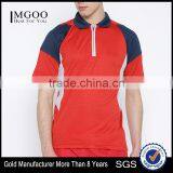 Men Red Colourblocked Spread Collar T-Shirt Stylish Spread Collar Tee Concealed Short Zip Closure Custom Mesh Polyester Material thumbnail-1