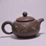 Antique Short Mouth Bamboo Hand Painted Pottery Ceramic Tea Pot thumbnail-2