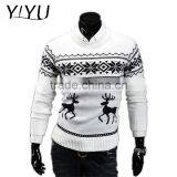 Men Christmas Pullover Custom O-neck Reindeer Jacquard Pattern Knitted Sweater thumbnail-3