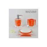 Abrasion Resistance Polyresin Bathroom Set With Orange Inside and Transparent Outside thumbnail-1