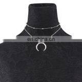 Fashion Summer Jewelry Beads Double Layers Necklaces Moon Pendant Necklace thumbnail-4