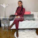 Women Two Piece Set Long Sleeve Shirt Turtleneck Top + Flare Pants Casual Joggers Pants Tracksuits thumbnail-2