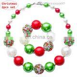 Christmas Girl Necklace + Headband 2pcs Set Candy Color Kids Bubble Beads Necklace Set Gift thumbnail-1