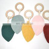 Органический хлопковый сосулька в форме листа, бубенчик из букового дерева для младенцев