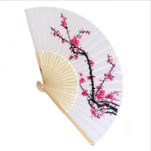 Chinese Feng Shui Painting Plum Blossom Silk Fan Chinese Classical Folding Fan Wedding Folding Fan Single Cloth Fan Japanese Fan Gift Wholesale thumbnail-2
