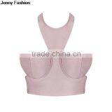 Summer Dress Jenny Fashion 2016 New Halter Beige Black White Sey Bandage Fashion Crop Top Bandage Bodycon Women Wearing thumbnail-1