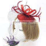 Wholesale Fashion Fascinator Red Mini Hat With Black Veil thumbnail-2