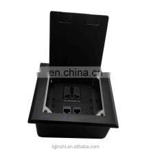 Golden Brushed Stainless Steel Electrical Floor Power Data Mounted Outlet Socket Box thumbnail-3