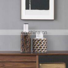 Nordic Modern Floral Arrangement Simple Geometric Pattern Decal Luxury Ceramic Vase for Table Decoration thumbnail-4