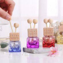Hot Selling Square Shape 10ml Empty Colored Car Perfume Diffuser Bottle With Clip thumbnail-2