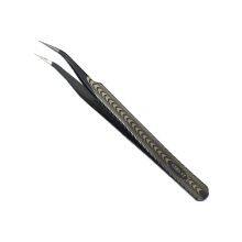 Single Fine Stainless Steel Black Anti-static Clip With Texture ESD-17 Tweezers for Eyelash Grafting thumbnail-2