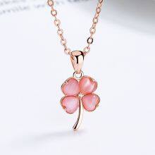 Premium Natural Opal Clover Necklace Four-Leaf Shamrock Pendant Women's Lucky Jewelry for Daily Wear and Celebration thumbnail-3