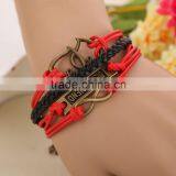 Fashion Accessories Jewelry Gift Retro Infinity Leather Weaving Red Leather Rope Bracelet For Women thumbnail-4