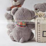 Plush Teddy Grey Bear With Color Bow Toy/ Plush Bear Toy Sitting High 18cm/Soft Stuffed Teddy Bear Grey and Drak Brown thumbnail-4