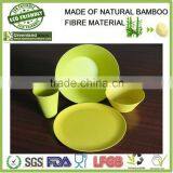 Hotsale Green Round Safety Natural Bamboo Fibre Biodegradable Tableware Dishes Plate Bowl, Dinner Set