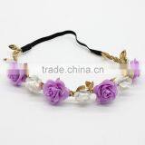 Hot-sales Girl Flower Headband Gold Leaves Flower Headband for Kids Toddler Baby Princess Flower Headband Wh-1828 thumbnail-4
