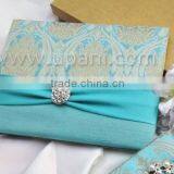 Silk Wedding Invitation Card With Brooch and Ribbon thumbnail-1