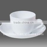 plain white opal glass cup and saucer
