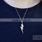 Rose Plated 16inch 925 Silver Jewelry CZ Lightning Pendant Necklace thumbnail-1