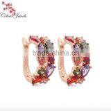 18k Gold Plated Multicolor CZ Cubic Zirconia AAA Cluster Clip Earrings for Women thumbnail-1