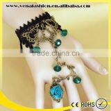 Crystal Lace Bracelet Ring, Gold Bracelet Connected Ring thumbnail-4