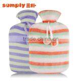 Hot New 1800ml PVC Hot Water Bottle Cross-hatched Fleece Cover Hot Therapy