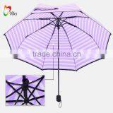 Stripe Hand Open Folding Umbrella in Purple Color thumbnail-4