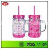 20 Ounce Double Wall Plastic Mason Jar With Handle for Sales thumbnail-3