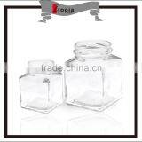 160 ml Transparent Square Glass Jam Bottle With Iron Lid thumbnail-2