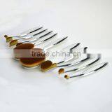 10pcs Silver White Private Label Cosmetics Oval Makeup Brush Maquiagem thumbnail-5