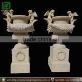 Western Style Yellow Marble Garden Decorative Flowerpot thumbnail-1