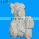 White Ceramic Bisque Santa Bear Table Centerpieces thumbnail-1