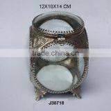 Glass and Brass Box With Brass Fittings in Nickel Finish