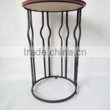 RH-4735 Gramercy Metal Sofa Side Table Wood Top Round Table thumbnail-2